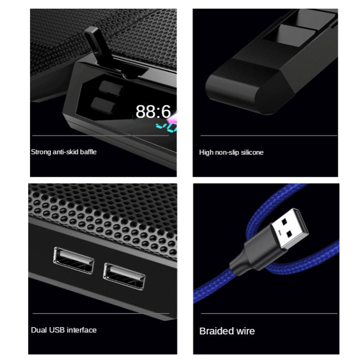 Base raffreddamento laptop 6 ventole RGB regolabile 5V
