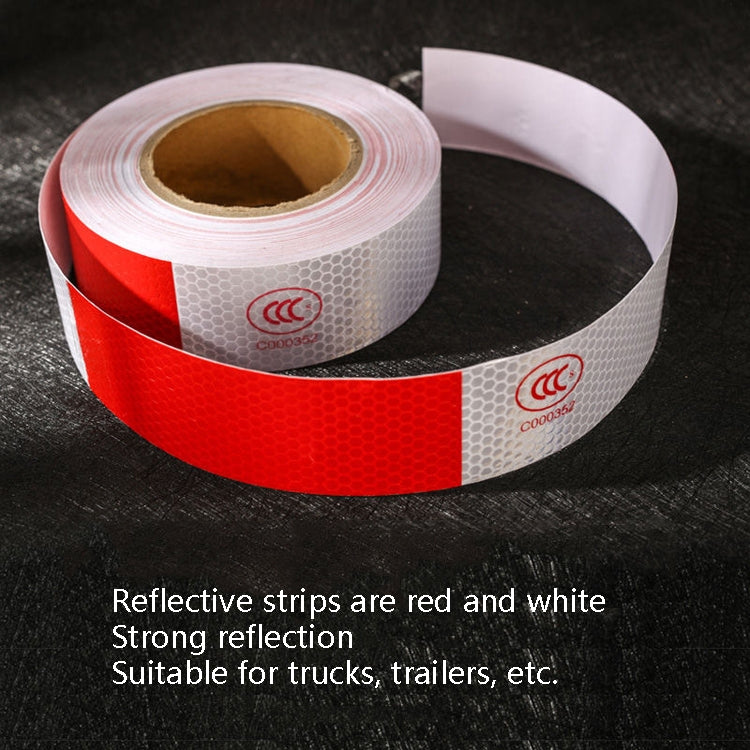 Pellicola riflettente per auto rossa e bianca Ispezione annuale degli adesivi per carrozzeria dell'auto Luci riflettenti, A Roll, Single Chip (100 PCS)