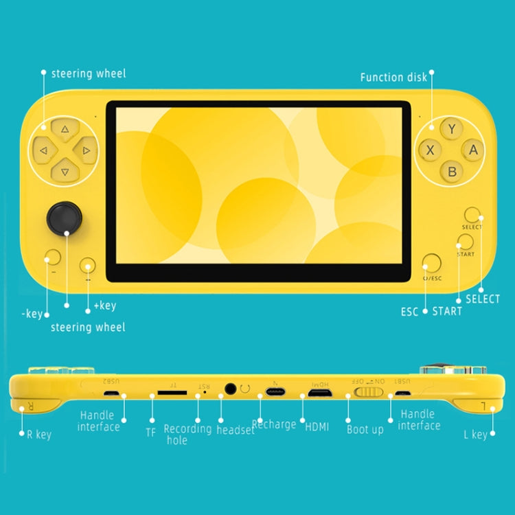 Console di gioco portatile X20 LIFE Classic Games con schermo da 5,1 pollici e memoria da 8 GB, supporta l'uscita HDMI, X20 LIFE / Yellow, X20 LIFE / Blue, X20 LIFE / Gray