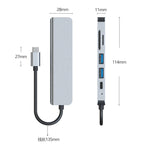 6 in 1 da USB-C / Type-C a 4K HDMI + slot per scheda SD / TF + ricarica PD USB-C / Type-C + 2 porte USB 3.0 Docking station HUB multifunzione, 6 In 1
