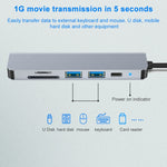 6 in 1 da USB-C / Type-C a 4K HDMI + slot per scheda SD / TF + ricarica PD USB-C / Type-C + 2 porte USB 3.0 Docking station HUB multifunzione, 6 In 1