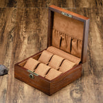 Scatola per esposizione di gioielli con scatola porta orologi in salice a 6 slot con serratura, 6 Slots Square, 6 Slots Rectangle