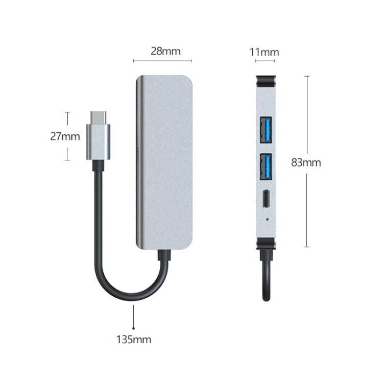Hub USB-C 4 in 1 con HDMI 4K, USB 3.0, USB 2.0 e PD