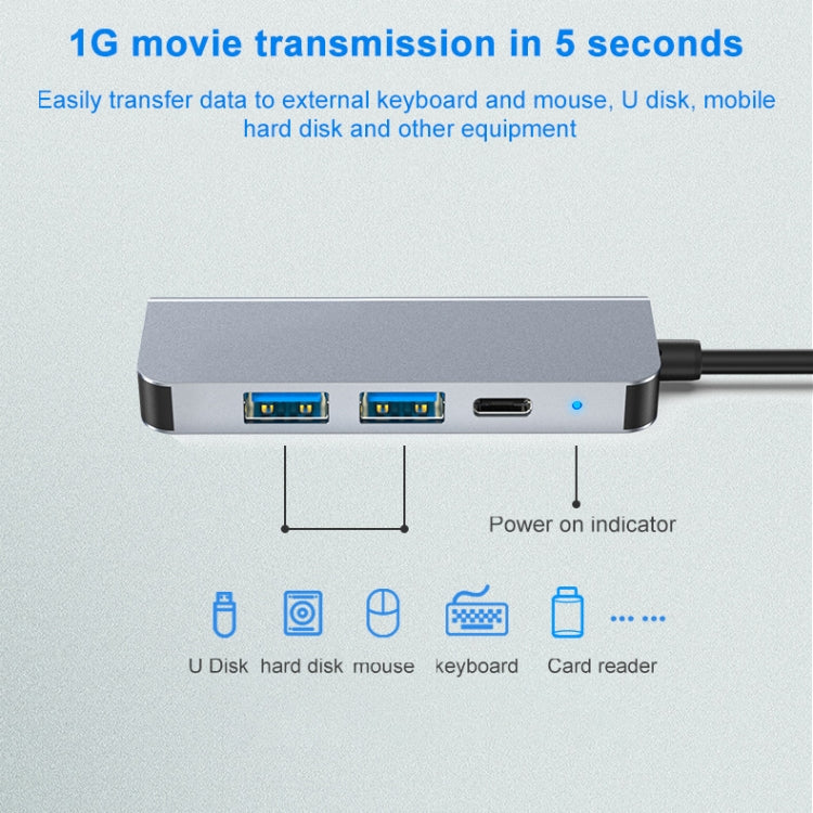 Hub USB-C 4 in 1 con HDMI 4K, USB 3.0, USB 2.0 e PD