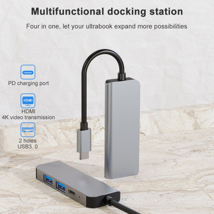 Hub USB-C 4 in 1 con HDMI 4K, USB 3.0, USB 2.0 e PD