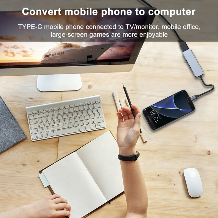 Hub USB-C 4 in 1 con HDMI 4K, USB 3.0, USB 2.0 e PD