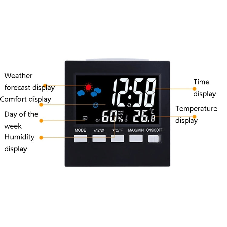 2159 Sveglia con display per temperatura e umidità domestica Orologio digitale multifunzione con schermo a colori elettronico per interni, Temperature And Humidity Display Alarm Clock