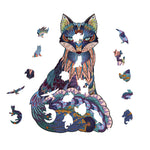 Puzzle alieno in legno volpe Puzzle tridimensionale irregolare con animali, dimensione:, S, M, L