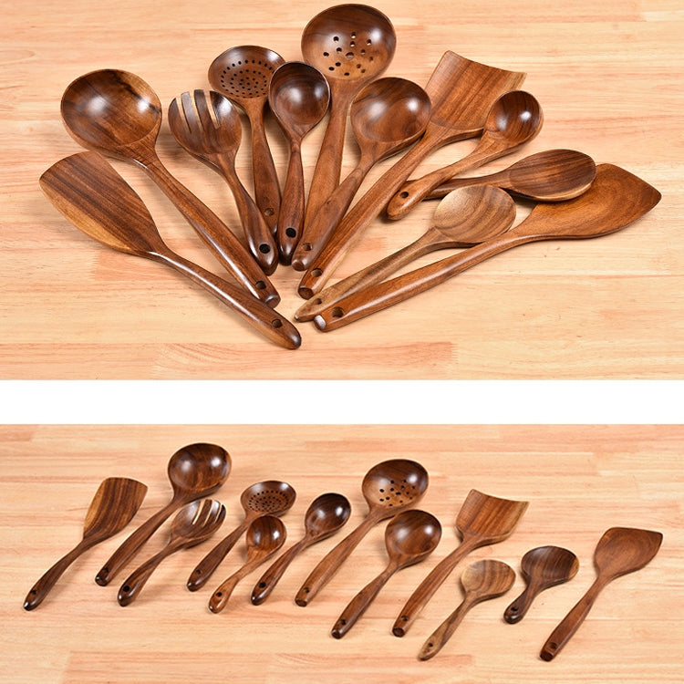 Pentola antiaderente Pala in legno Teak Pentola Pala Stoviglie, Sweet Spoon, Saving Spoon, Bent Spoon, Mixing Spoon, Filter Spoon, Curved Shovel, Thickened Oblique Shovel, Curved Spatula, Small Spoon, Medium Spoon, Long Handle Spoon                    ...