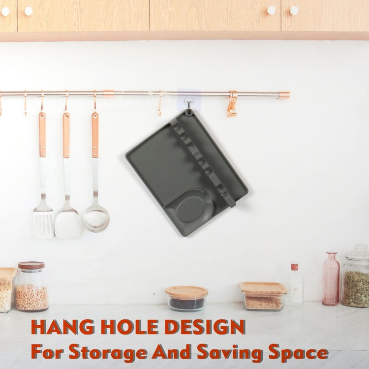 Mensola porta cucchiaio in silicone da cucina 2 in 1, Large (Gray), Medium (Gray), Large (Black), Medium (Black), Large (Red), Medium (Red), Large (Blue), Medium (Blue), Large (Orange), Medium (Orange), Large (Green), Medium (Green)