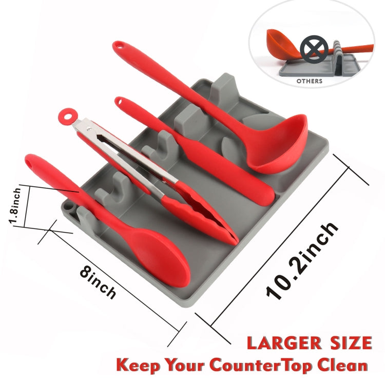 Mensola porta cucchiaio in silicone da cucina 2 in 1, Large (Gray), Medium (Gray), Large (Black), Medium (Black), Large (Red), Medium (Red), Large (Blue), Medium (Blue), Large (Orange), Medium (Orange), Large (Green), Medium (Green)
