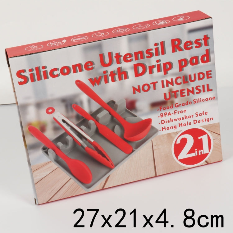 Mensola porta cucchiaio in silicone da cucina 2 in 1, Large (Gray), Medium (Gray), Large (Black), Medium (Black), Large (Red), Medium (Red), Large (Blue), Medium (Blue), Large (Orange), Medium (Orange), Large (Green), Medium (Green)