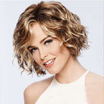 Copricapo da donna con frangia obliqua e soffice parrucca per capelli ricci corti, WIG-017B