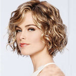 Copricapo da donna con frangia obliqua e soffice parrucca per capelli ricci corti, WIG-017B
