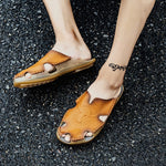Pantofole in pelle da uomo estive Scarpe da spiaggia piatte casual di grandi dimensioni, 38, 39, 40, 41, 42, 43, 44, 45, 46, 47, 48