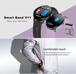 V11 Smartwatch Monitoraggio della pressione sanguigna della frequenza cardiaca in tempo reale Modalità multi-sport Smartwatch con luce respiratoria per telefono Android IOS