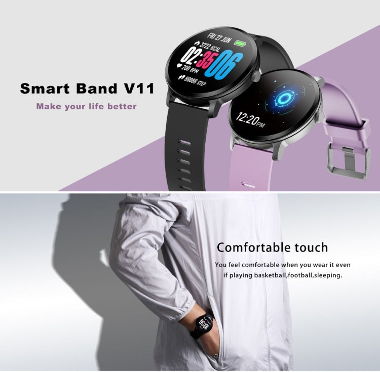 V11 Smartwatch Monitoraggio della pressione sanguigna della frequenza cardiaca in tempo reale Modalità multi-sport Smartwatch con luce respiratoria per telefono Android IOS