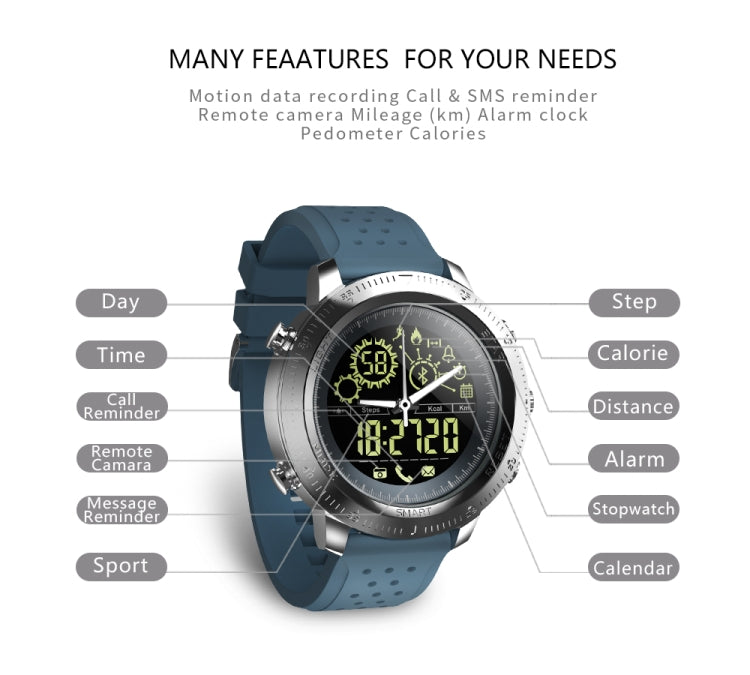 NX02 Sport Smartwatch IP67 Supporto impermeabile Tracker Calorie Pedometro Smartwatch Cronometro Chiama SMS Promemoria