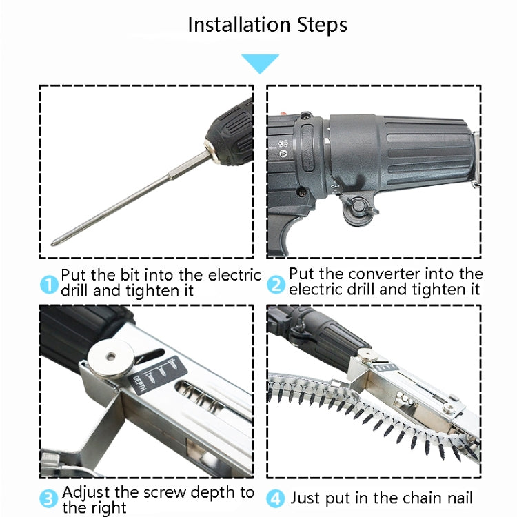 Cacciavite elettrico con convertitore a vite per cintura a catena JieLi su strumento per cartongesso, Electric Screwdriver With 50 Chains Strap