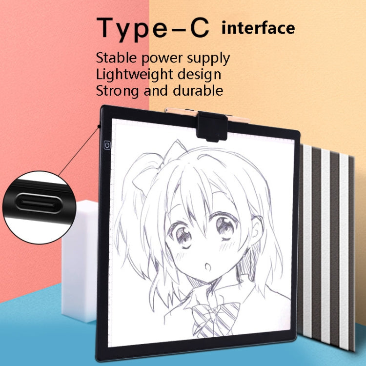 Tavola luminosa LED A3 con clip magnetica e alimentazione Type-C