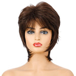 Parrucca per capelli corti da donna Full Bangs Copertura per capelli in fibra chimica, Brown