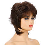 Parrucca per capelli corti da donna Full Bangs Copertura per capelli in fibra chimica, Brown