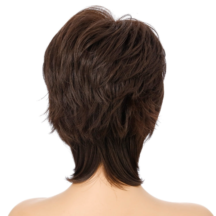 Parrucca per capelli corti da donna Full Bangs Copertura per capelli in fibra chimica, Brown