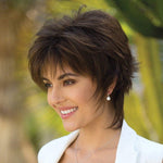 Parrucca per capelli corti da donna Full Bangs Copertura per capelli in fibra chimica, Brown