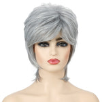 Parrucche femminili per capelli corti Set di fibre soffici, Silver White