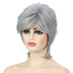 Parrucche femminili per capelli corti Set di fibre soffici, Silver White