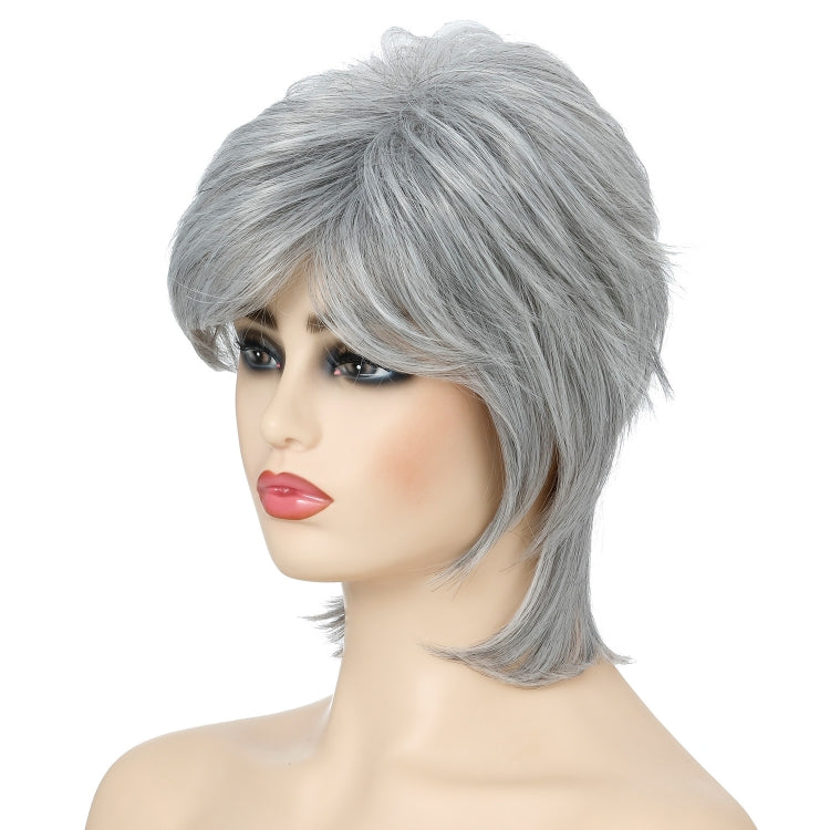 Parrucche femminili per capelli corti Set di fibre soffici, Silver White