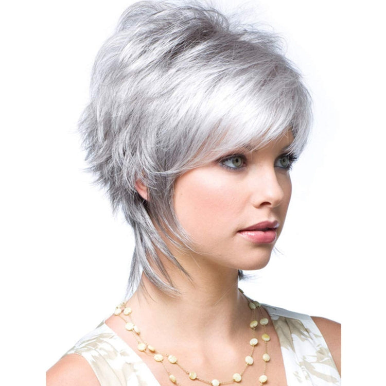Parrucche femminili per capelli corti Set di fibre soffici, Silver White