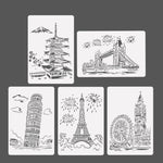 Modello di pittura serie di costruzioni Modello di etichetta A4 per città a tema, Tower System (5pcs / Set), Sailing Line(5pcs / Set), 1 Paris Tower, 2 London Bridge, 3 Pisa Tower, 4 Big Ben, 5 Taj Mahal, 6 White House, 7 Castle, 8 Five-storied Pagoda ...