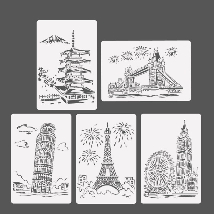 Modello di pittura serie di costruzioni Modello di etichetta A4 per città a tema, Tower System (5pcs / Set), Sailing Line(5pcs / Set), 1 Paris Tower, 2 London Bridge, 3 Pisa Tower, 4 Big Ben, 5 Taj Mahal, 6 White House, 7 Castle, 8 Five-storied Pagoda ...