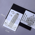 Modello di pittura serie di costruzioni Modello di etichetta A4 per città a tema, Tower System (5pcs / Set), Sailing Line(5pcs / Set), 1 Paris Tower, 2 London Bridge, 3 Pisa Tower, 4 Big Ben, 5 Taj Mahal, 6 White House, 7 Castle, 8 Five-storied Pagoda ...