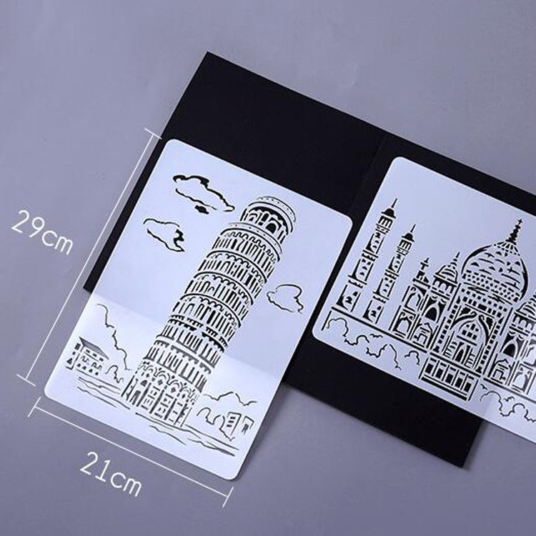 Modello di pittura serie di costruzioni Modello di etichetta A4 per città a tema, Tower System (5pcs / Set), Sailing Line(5pcs / Set), 1 Paris Tower, 2 London Bridge, 3 Pisa Tower, 4 Big Ben, 5 Taj Mahal, 6 White House, 7 Castle, 8 Five-storied Pagoda ...
