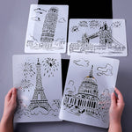 Modello di pittura serie di costruzioni Modello di etichetta A4 per città a tema, Tower System (5pcs / Set), Sailing Line(5pcs / Set), 1 Paris Tower, 2 London Bridge, 3 Pisa Tower, 4 Big Ben, 5 Taj Mahal, 6 White House, 7 Castle, 8 Five-storied Pagoda ...