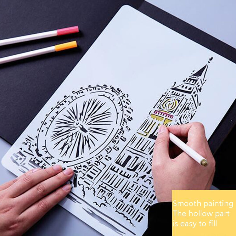 Modello di pittura serie di costruzioni Modello di etichetta A4 per città a tema, Tower System (5pcs / Set), Sailing Line(5pcs / Set), 1 Paris Tower, 2 London Bridge, 3 Pisa Tower, 4 Big Ben, 5 Taj Mahal, 6 White House, 7 Castle, 8 Five-storied Pagoda ...