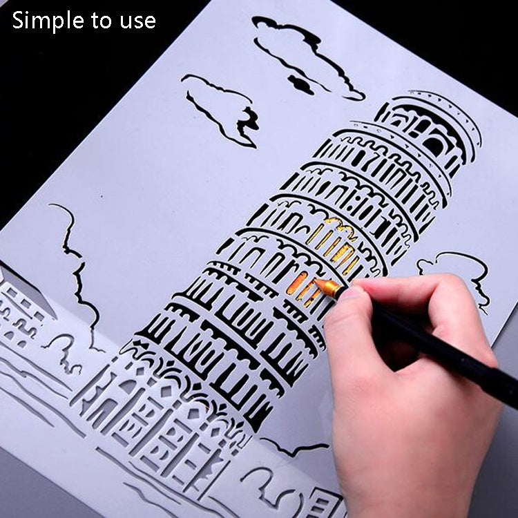Modello di pittura serie di costruzioni Modello di etichetta A4 per città a tema, Tower System (5pcs / Set), Sailing Line(5pcs / Set), 1 Paris Tower, 2 London Bridge, 3 Pisa Tower, 4 Big Ben, 5 Taj Mahal, 6 White House, 7 Castle, 8 Five-storied Pagoda ...