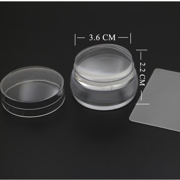 Timbro per stampa unghie 3,6 cm con coperchio trasparente