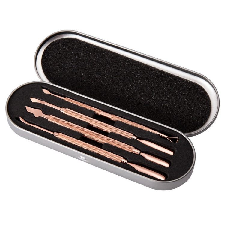 Set rimozione unghie in acciaio doppia testa oro rosa