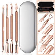 Set di rimozione unghie in acciaio a doppia testa in oro rosa Strumento per manicure con rimozione di decontaminazione pulita
