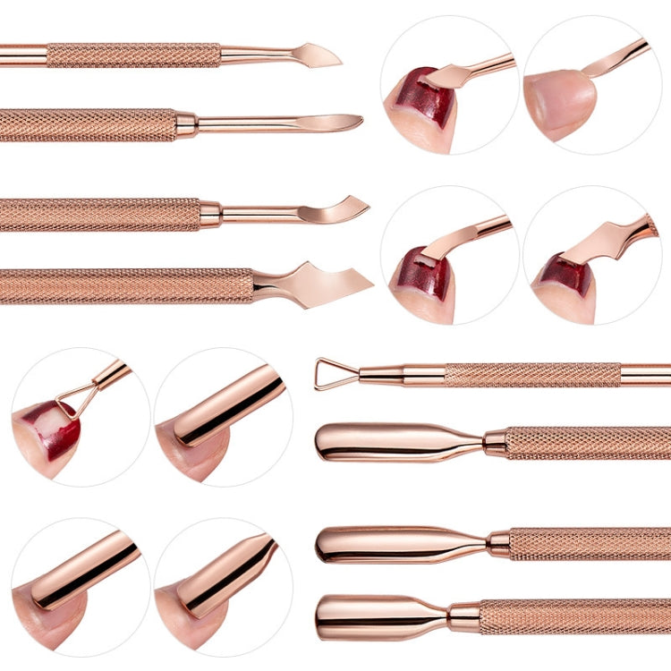 Set rimozione unghie in acciaio doppia testa oro rosa