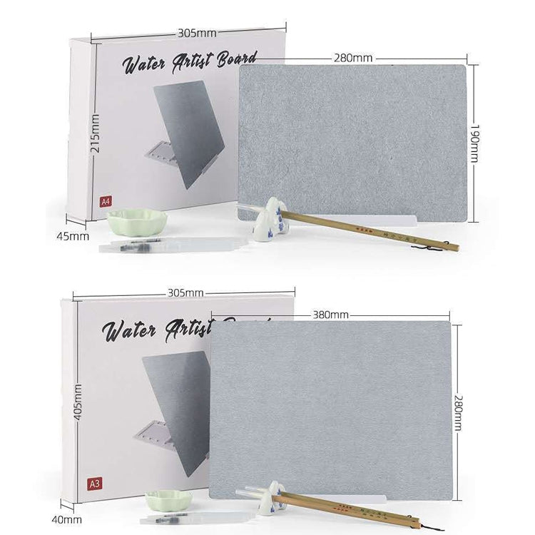Pennello da scrittura Set per esercitazioni di calligrafia ad acqua Lavagna per scrittura ad acqua Panno per scrittura ad acqua riutilizzabile, A4, A3