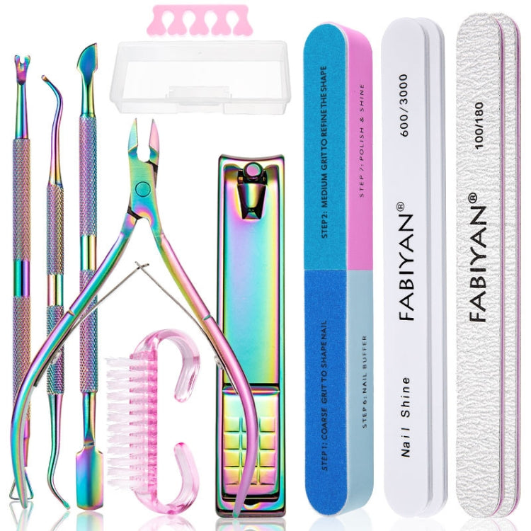 FABIYAN Set di strumenti per nail art in titanio colorato Cesoie per pelle morta Pinza per lima per unghie in acciaio, 13 In 1, 14 In 1, 4 In 1, 2 In 1