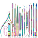 FABIYAN Set di strumenti per nail art in titanio colorato Cesoie per pelle morta Pinza per lima per unghie in acciaio, 13 In 1, 14 In 1, 4 In 1, 2 In 1