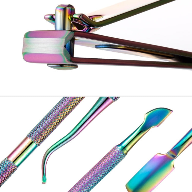 Strumenti per unghie 7 in 1 Strumenti per la cura delle unghie in titanio colorato