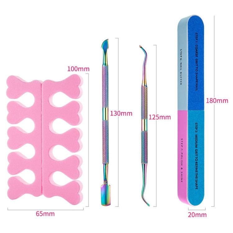 Strumenti per unghie 7 in 1 Strumenti per la cura delle unghie in titanio colorato