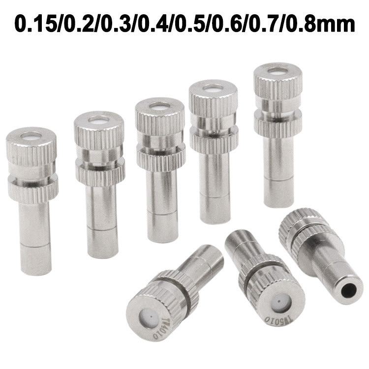 10 PCS 6mm Ugello di nebulizzazione per nebbia a innesto rapido per umidificazione e depolverazione di raffreddamento, 0.15mm, 0.2mm, 0.3mm, 0.4mm, 0.5mm, 0.6mm, 0.7mm, 0.8mm