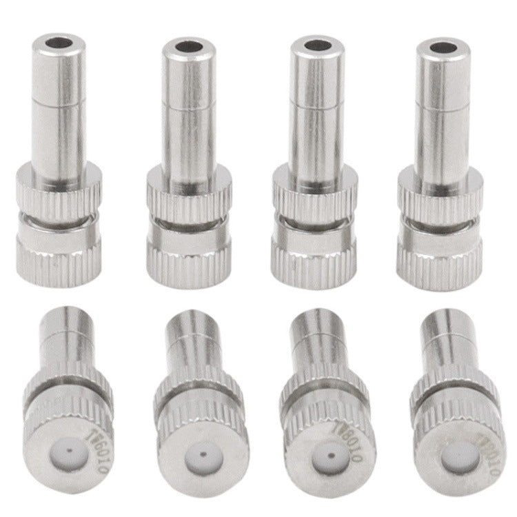 10 PCS 6mm Ugello di nebulizzazione per nebbia a innesto rapido per umidificazione e depolverazione di raffreddamento, 0.15mm, 0.2mm, 0.3mm, 0.4mm, 0.5mm, 0.6mm, 0.7mm, 0.8mm